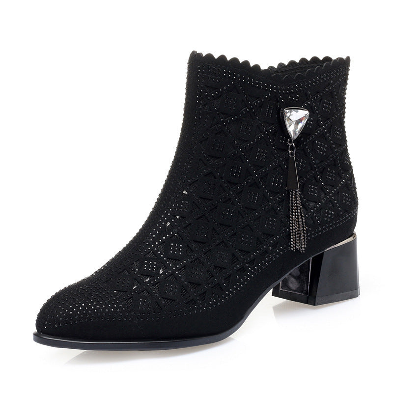 Damen Stiefeletten mit elegantem Lochdesign und raffiniertem Schmuckdetail R&B