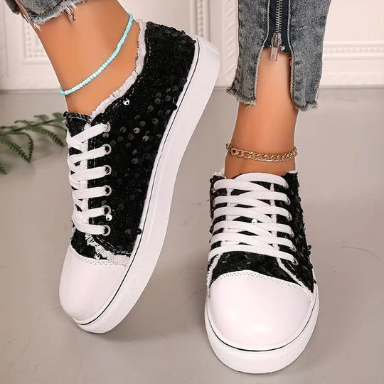 Damen Trendige Sneakers mit funkelnden Pailletten und komfortabler Sohle R&B