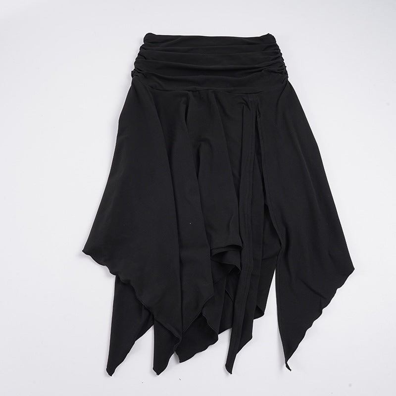 Damen asymmetrischer Wickelrock mit Raffung R&B