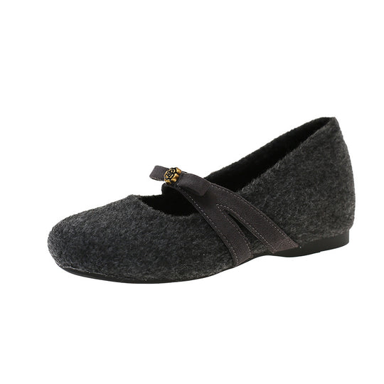 Damen Bequeme Filzschuhe mit dekorativer Schleife R&B