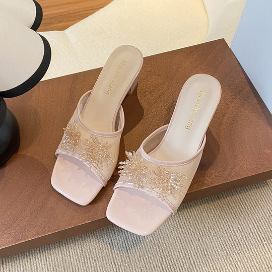 Damen Mules mit funkelndem Strassbesatz R&B