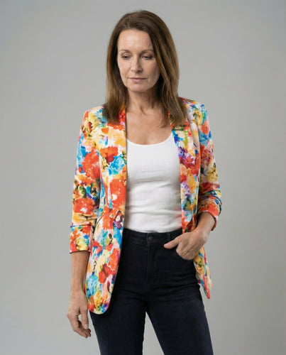 Damen Blazer mit floralem Muster und eleganter Silhouette