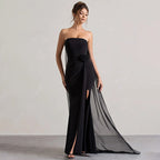 Damen Strapless Abendkleid mit schicker Drapierung und verführerischem Schlitz R&B