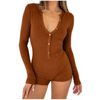 Damen Langarmbody mit Knopfleiste R&B