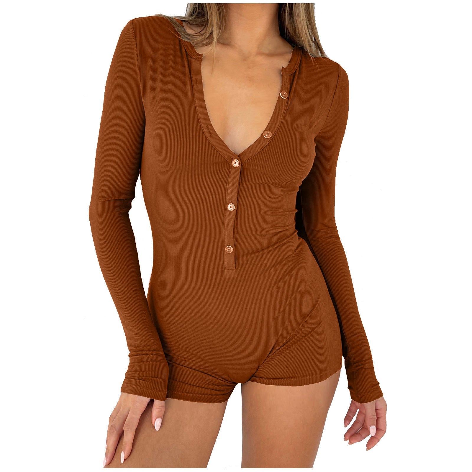 Damen Langarmbody mit Knopfleiste R&B