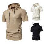 Herren Kurzarmkapuzenpullover mit strukturiertem Design