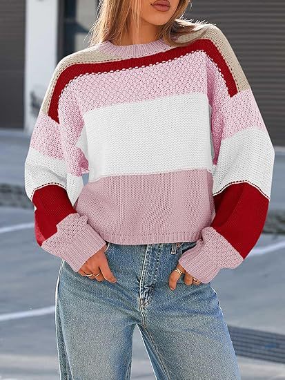 Damen Grobstrickpullover mit Farbblockdesign und oversized Schnitt R&B