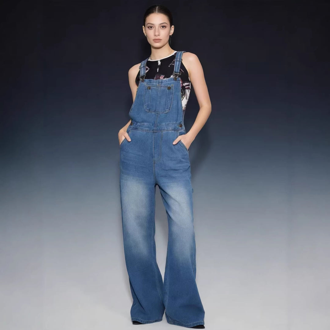 Damen Latzhose im lässigen oversized Schnitt mit funktionalen Seitentaschen R&B