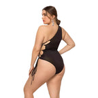 Damen Einseitiger Badeanzug mit verstellbaren Schnürdetails R&B