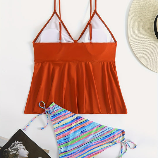 Damen Wickel-Bikini-Oberteil mit modischer Hose R&B