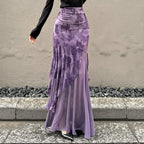 Damen Maxi-Rock mit floralem Design und asymmetrischem Schnitt R&B