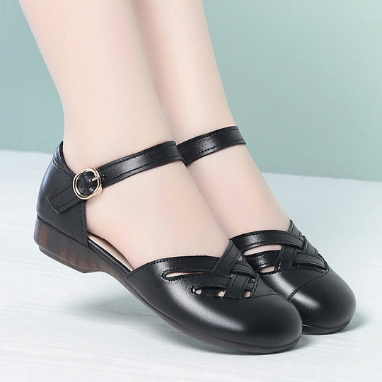 Damen modische Ballerinas mit Riemchen und offenem Schnitt R&B