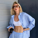 Damen Bequemes Set aus Oversized Hemd und Weiten Hosen R&B