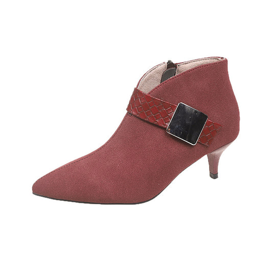 Damen Ankle-Boots mit modischem Riemen und elegantem Blockabsatz R&B
