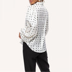 Damen Polka Dot Ballonärmel Bluse