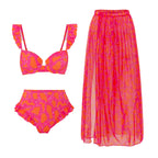 Damen Bikini-Set mit raffinierten Rüschen und elegantem Wickelrock R&B