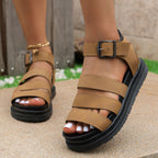 Damen Komfortable Bast-Sandalen mit verstellbarem Riemen und dämpfender Sohle R&B