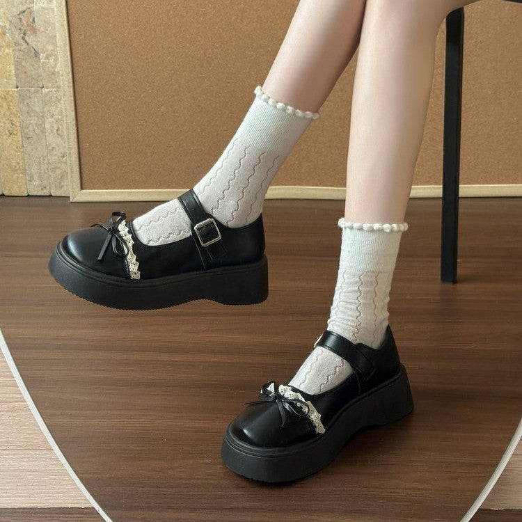Damen modische Ballerinas mit dekorativem Schleifen-Detail und komfortabel hoher Sohle