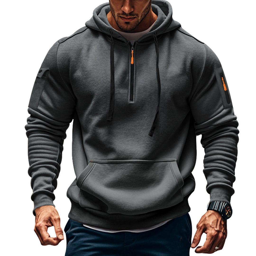 Herren Funktions-Hoodie mit halbem Reißverschluss und praktischen Taschen R&B