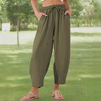 Damen lockere Freizeithose mit elastischem Bund und seitlichen Taschen R&B