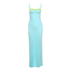 Damen Maxikleid mit Spitzenbesatz und zarten Spaghettiträgern R&B