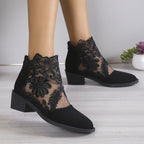 Damen modische Stiefeletten mit aufwendiger Spitzendecke R&B