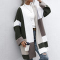 Damen lässige Strickjacke mit geometrischem Muster und offenen Ärmeln R&B