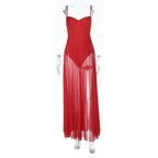 Damen Transparente Maxi-Robe mit elegantem Bustier-Oberteil R&B