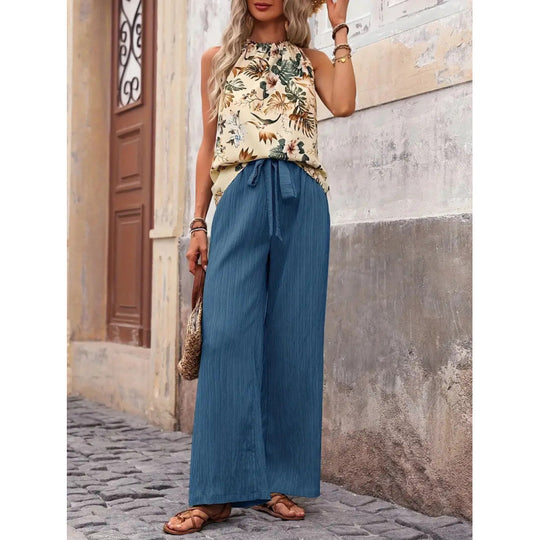 Damen Freizeithose mit gestreiftem Design und hochwertigem Taillengürtel R&B