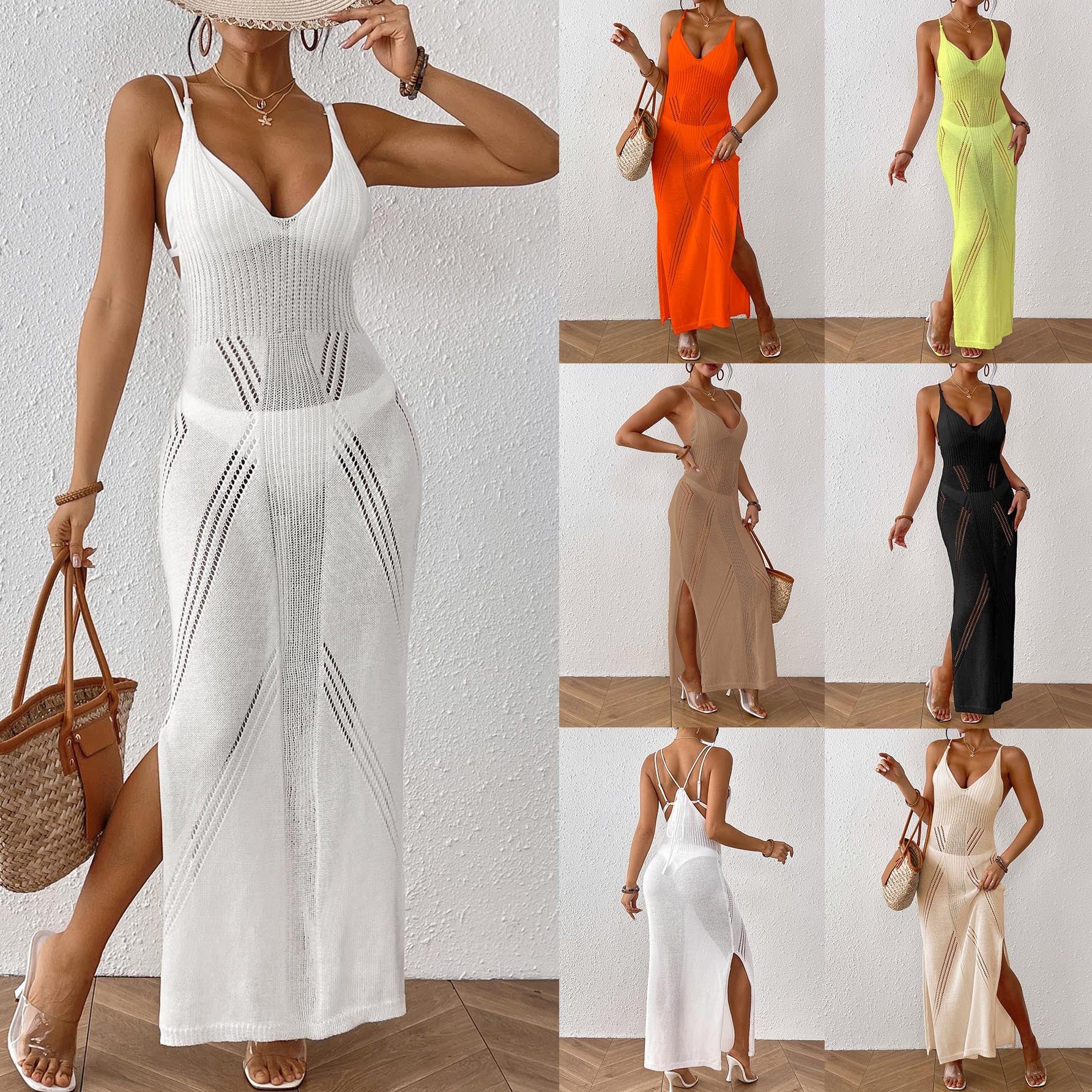 Damen Maxikleid mit raffiniertem Netzdesign R&B