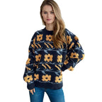Damen Strickpullover mit floralem Muster und lässigem Schnitt R&B