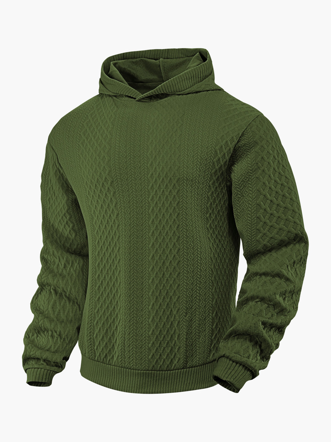 Herren nan strukturierter Schlauchkragen-Pullover mit Kapuze und Waben-Jacquard R&B
