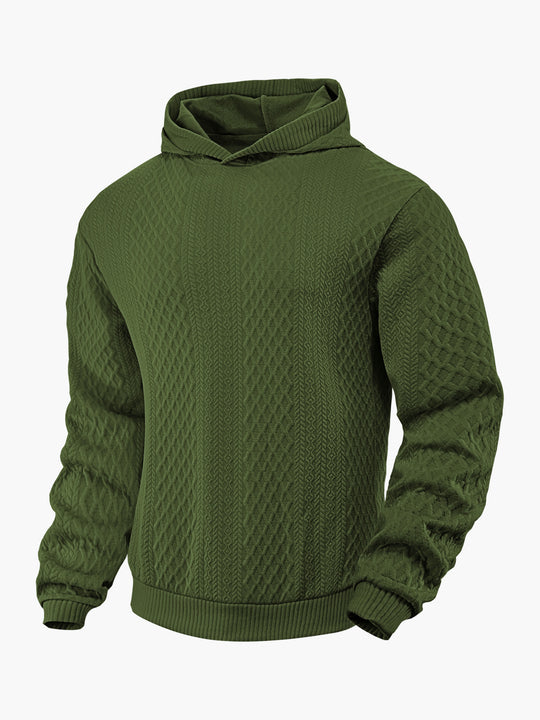 Herren nan strukturierter Schlauchkragen-Pullover mit Kapuze und Waben-Jacquard R&B