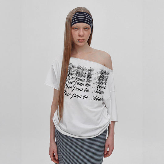 Damen T-Shirt mit modischem V-Ausschnitt und funkelndem Strasskreuz R&B