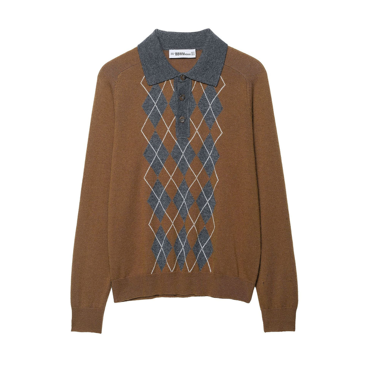 Damen Poloshirt mit modernem Argyle-Muster und komfortablem Schnitt R&B