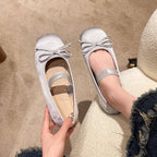 Damen elegante Ballerinas mit verstellbarem Riemen und Schleifenverzierung R&B