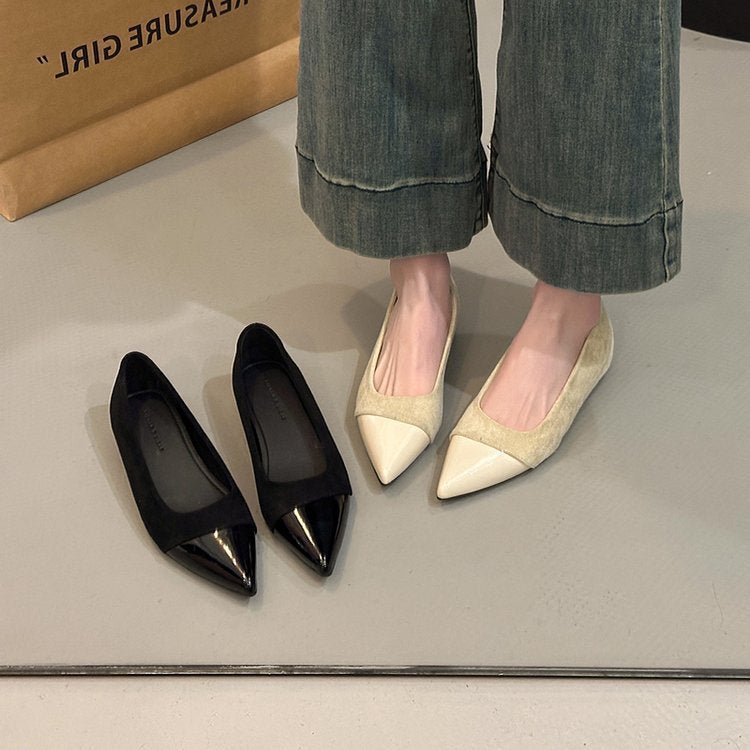 Damen elegante Ballerinas mit spitzem Design und hochwertiger Oberflächenstruktur R&B