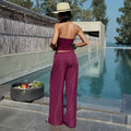 Damen luftiges Zweiteiliges Set mit tailliertem Bustier und weiten Hosen R&B