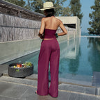 Damen luftiges Zweiteiliges Set mit tailliertem Bustier und weiten Hosen R&B