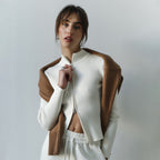 Damen sportlicher Strickpullover mit hohem Kragen R&B