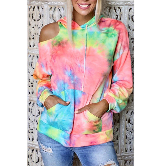 Damen Kapuzenpullover mit ausgeschnittenem Schulterdesign R&B