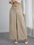 Damen Weite High-Waist Hose mit dekorativem Gummizug und modischem Gürtel
