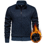 Herren Strickjacke im modernen Rautenmuster mit durchgehendem Reißverschluss R&B