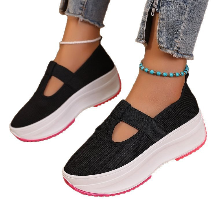 Damen Komfortable Slip-On Sneakers mit atmungsaktiver Strickoberfläche R&B