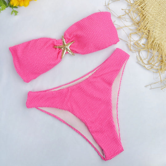 Damen Bandeau-Bikini mit funkelndem Sternen-Detail R&B