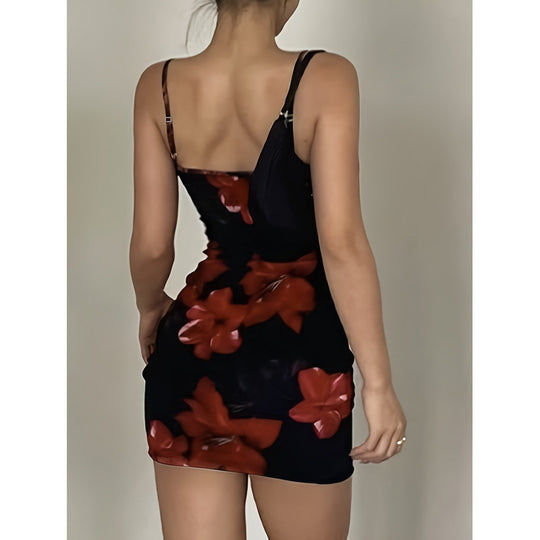Damen Minikleid mit floralen Akzenten und verführerischem Schnitt R&B