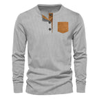 Herren Langarmshirt mit Rippstruktur und bequemem Stehkragen R&B