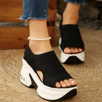 Damen Wedge-Sandalen mit atmungsaktiver Textil-Oberfläche und stoßdämpfender Sohle