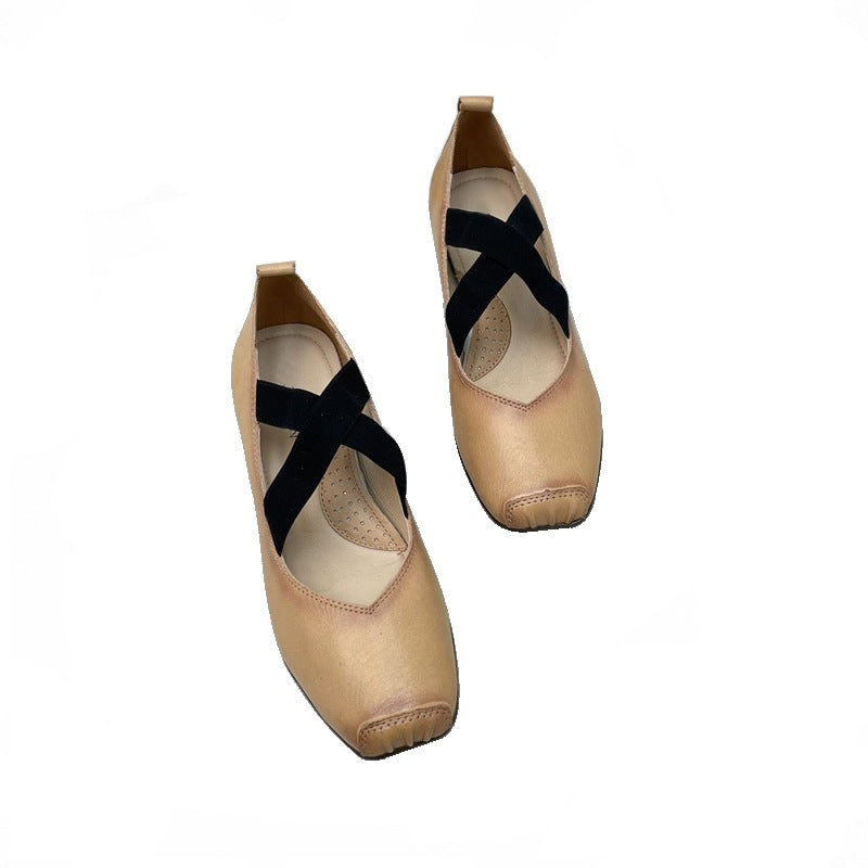Damen Elegante Mid-Heel Schuhe mit elastischem Kreuzriemen
