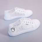Damen modische Sneaker mit elegantem Spitzendesign und atmungsaktiver Spitzenstruktur R&B